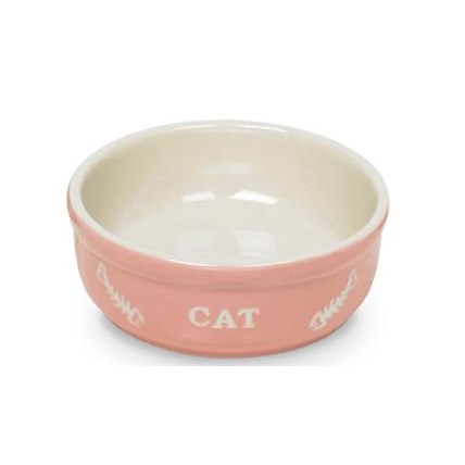 Matskål katt rosa & beige