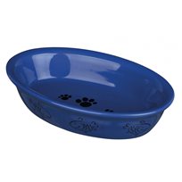 Keramikskål katt, oval blå